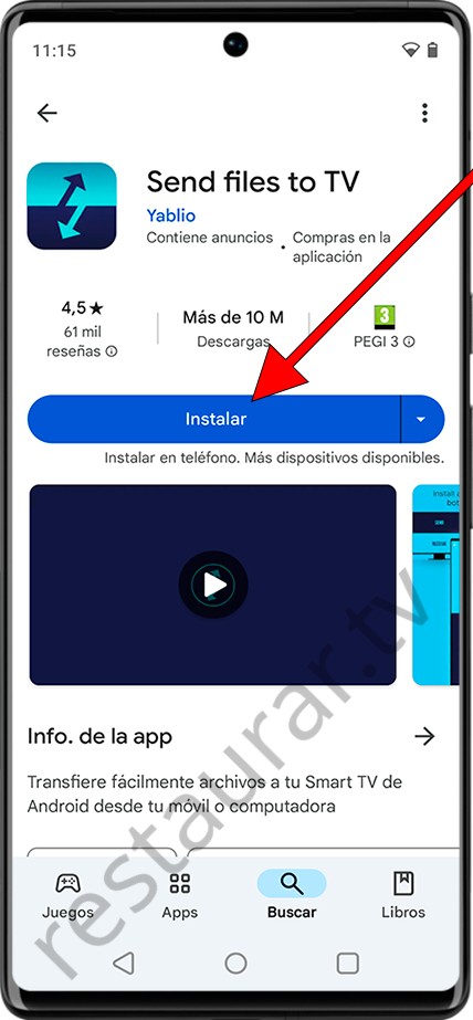 Instalar la aplicación Send Files to TV