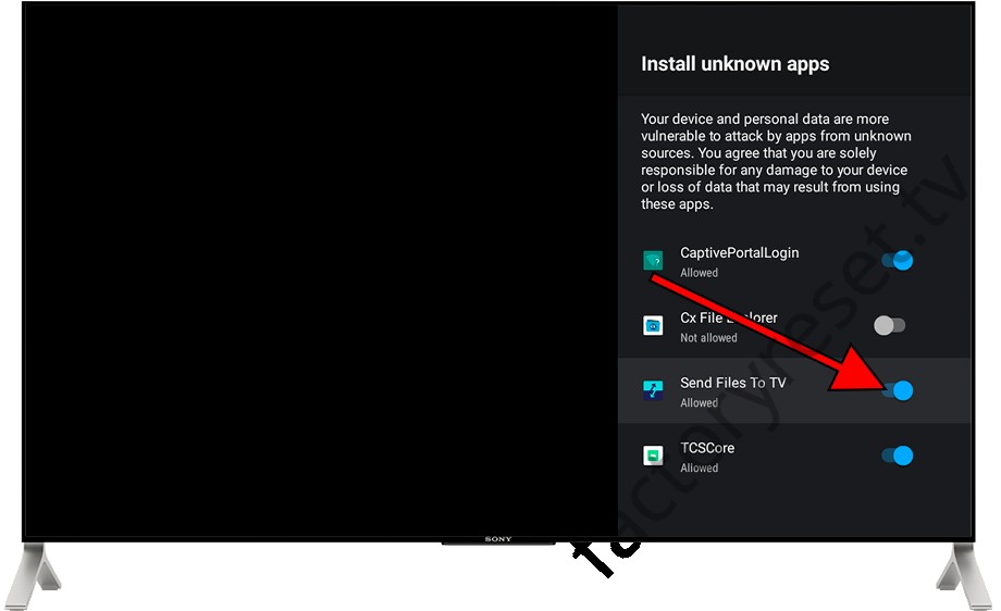 Allow installing apk files on TV