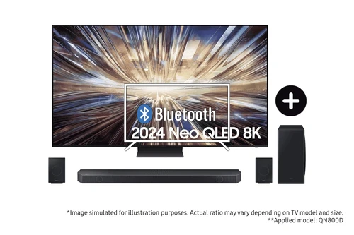 Connect Bluetooth speaker to Samsung 2024 65” QN800D Neo QLED 8K TV and Q930D Q-Series Soundbar with Subwoofer and Rear Speakers