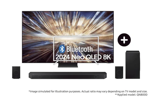 Connect Bluetooth speaker to Samsung 2024 75” QN800D Neo QLED 8K TV and Q990D Q-Series Soundbar with Subwoofer and Rear Speakers