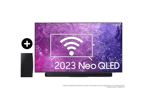 Conectar a internet Samsung 2023 65” QN90C Neo QLED 4K HDR Smart TV with 2023 Q800C Cinematic Soundbar