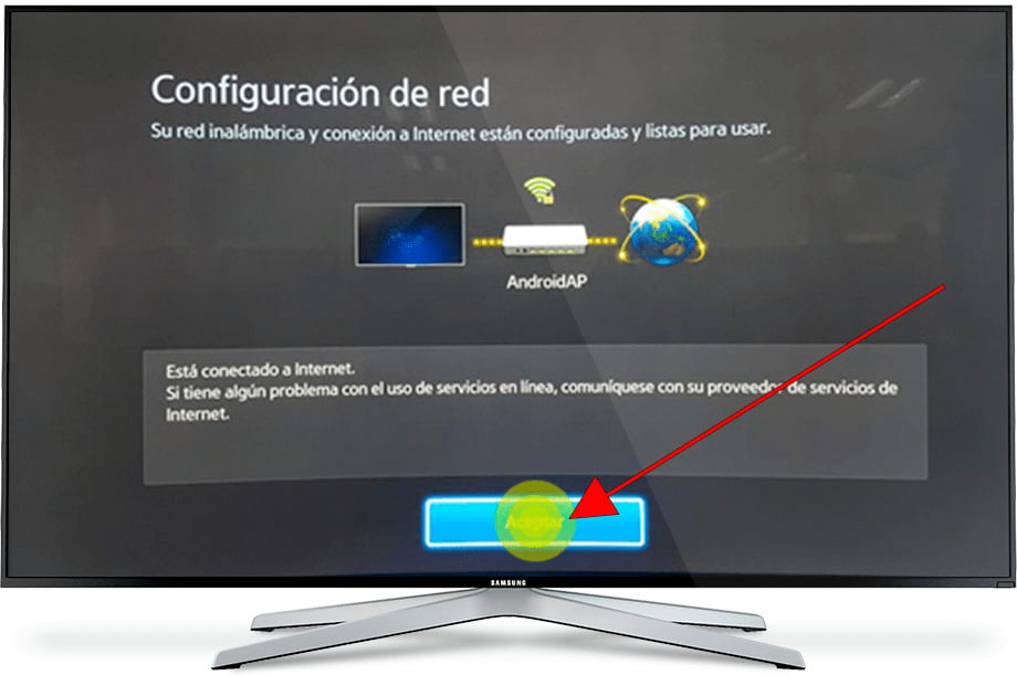 Configuración de red completada Tizen