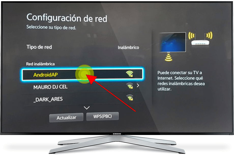 Seleccionar red Wi-Fi Tizen