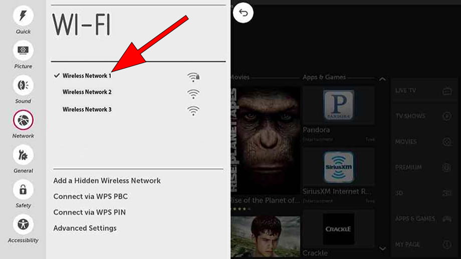 Select Wi-Fi WebOS