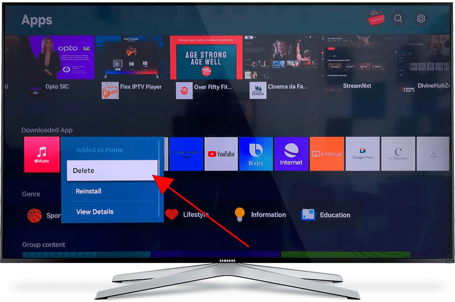 Delete application Samsung TV