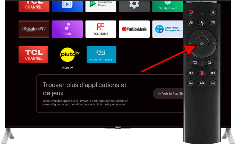 Ouvrir Menu des options d'application Android TV