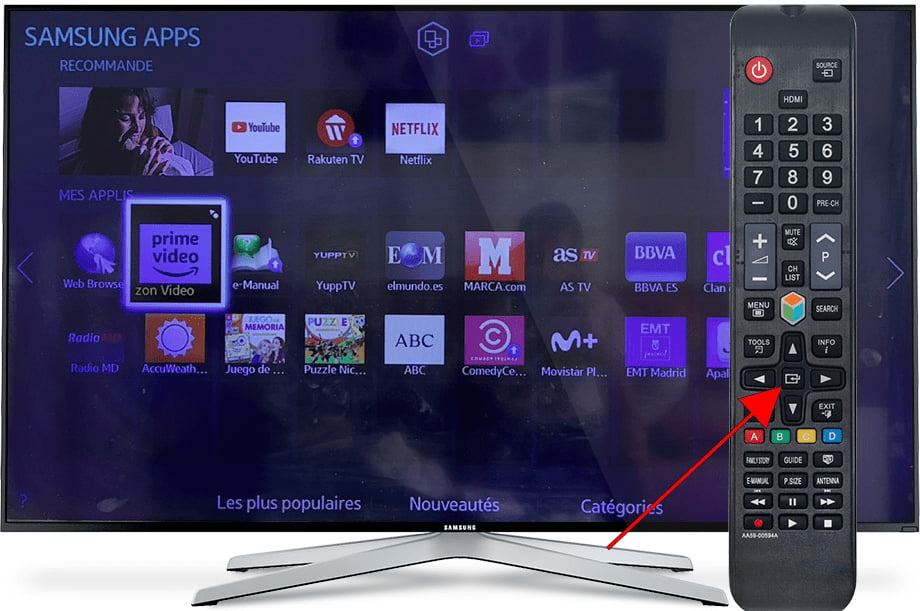 Ouvrir Menu des options d'application Samsung TV