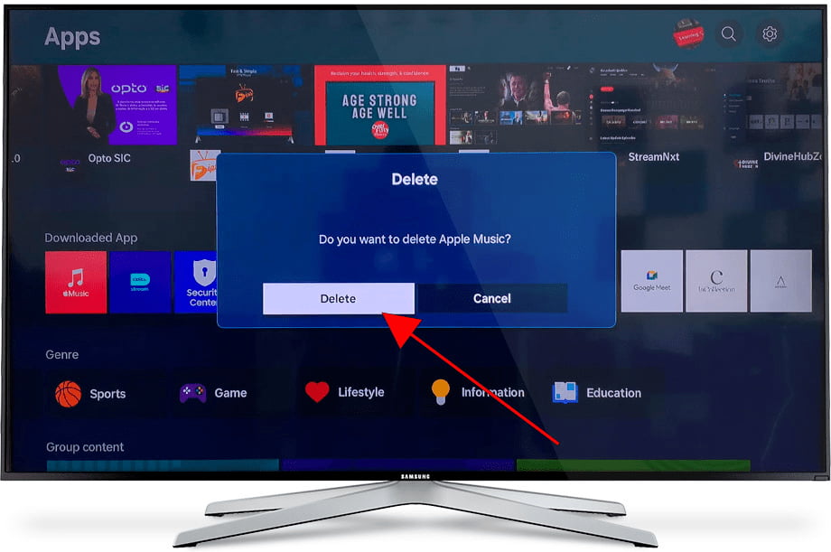 Confirm uninstall application Samsung TV