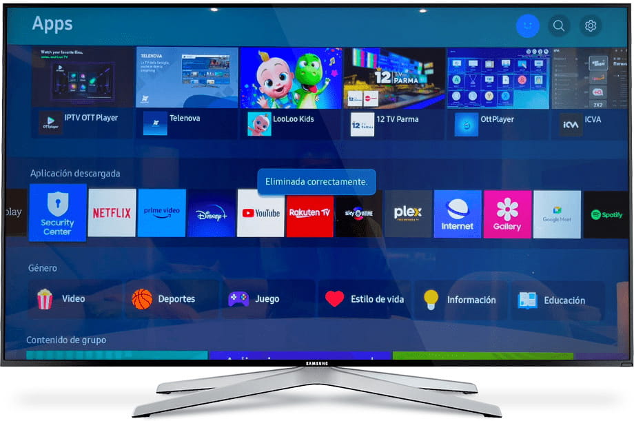 Aplicación eliminada correctamente Samsung TV