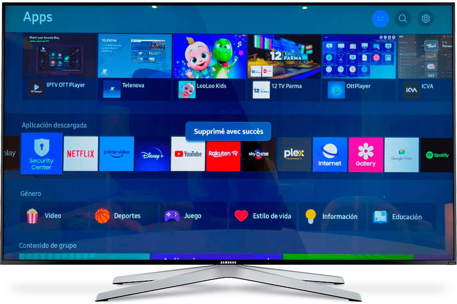 Application supprimée avec succès Samsung TV