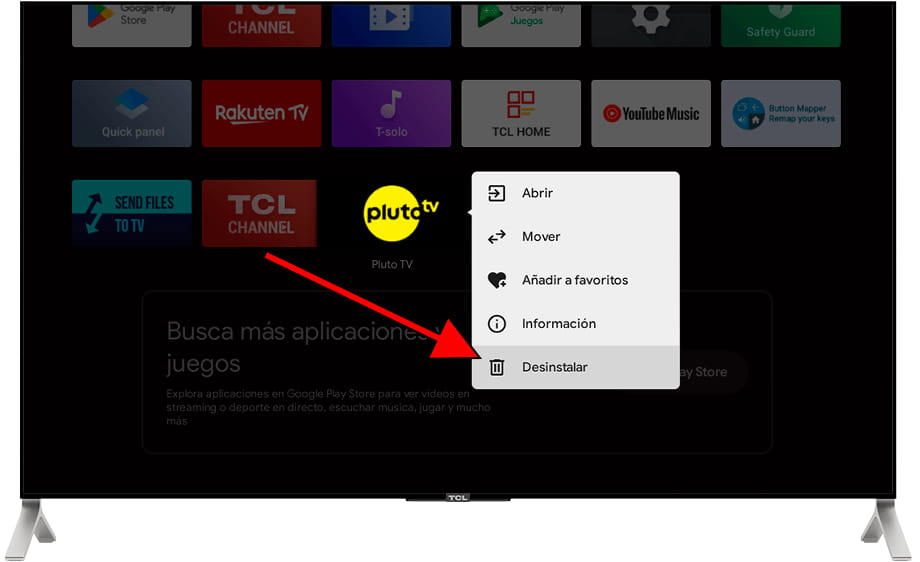 Desinstalar app Android TV