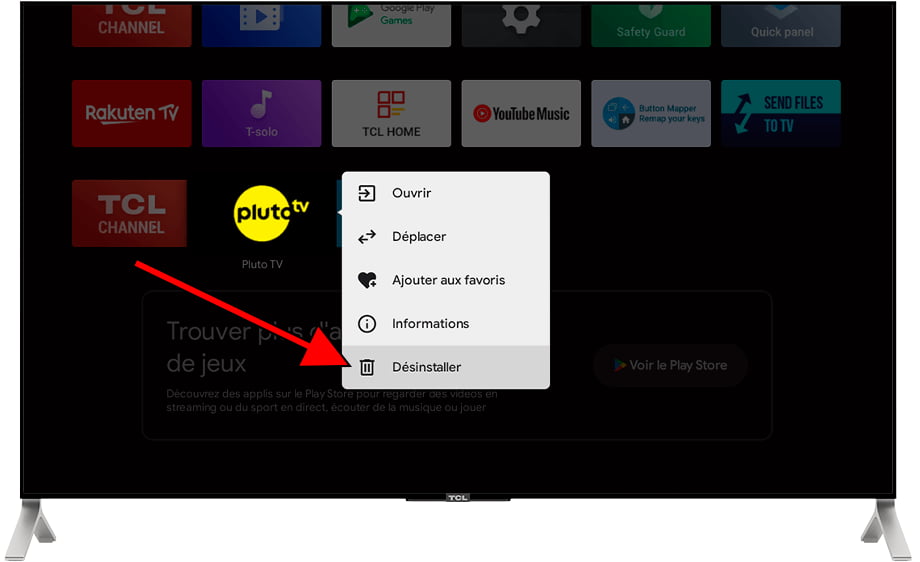 Désinstaller l'application Android TV