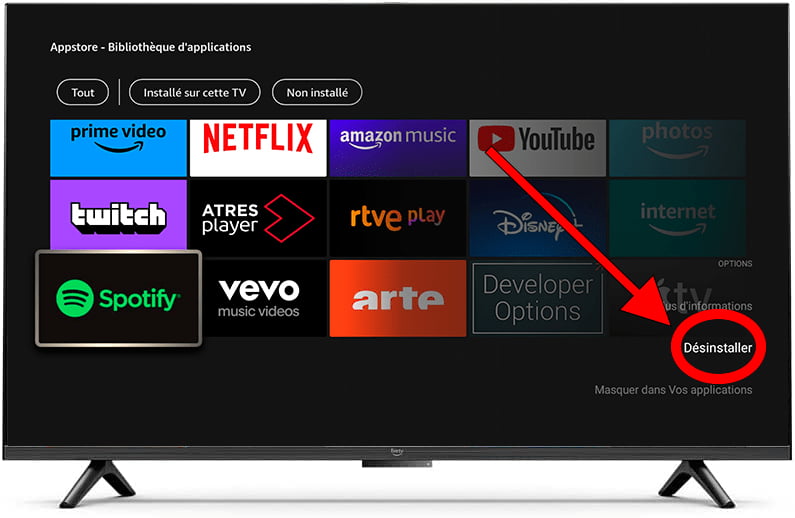 Désinstaller l'application Fire TV