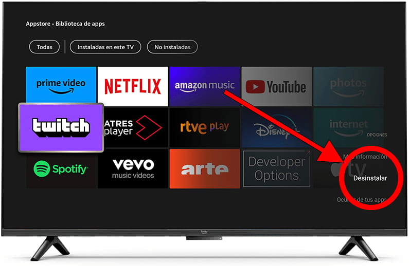 Desinstalar aplicación Fire TV