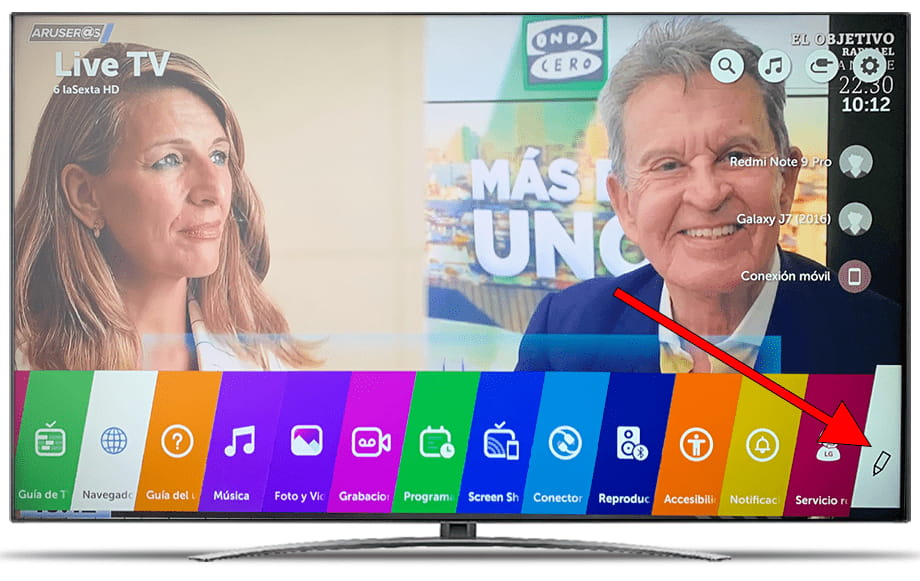 Icono editar aplicaciones televisor LG