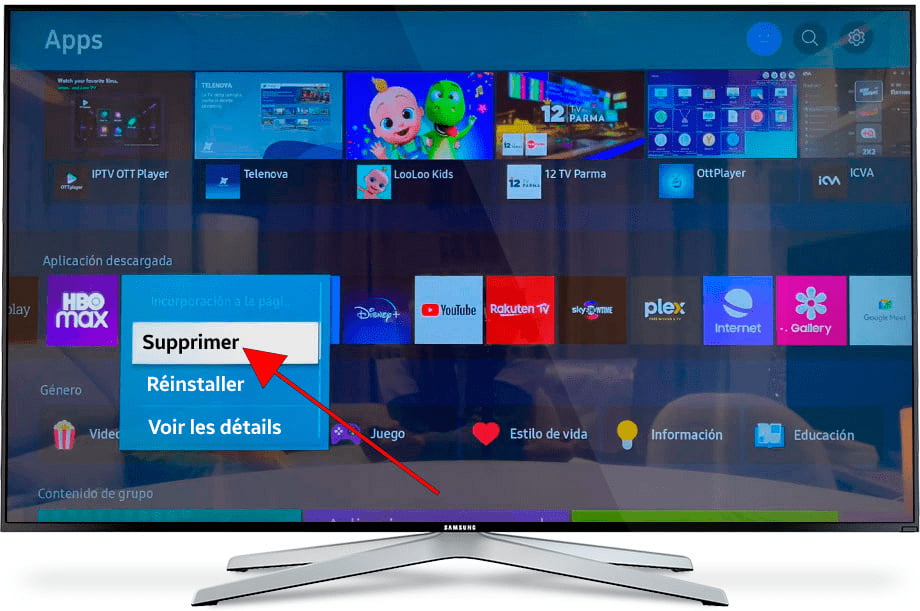 Supprimer application Samsung TV