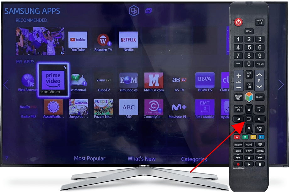 Open application options menu Samsung TV