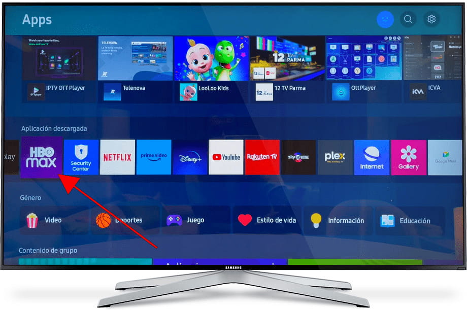 Seleccionar aplicación televisor Samsung