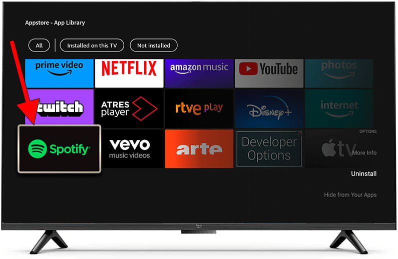 Select application en Fire TV