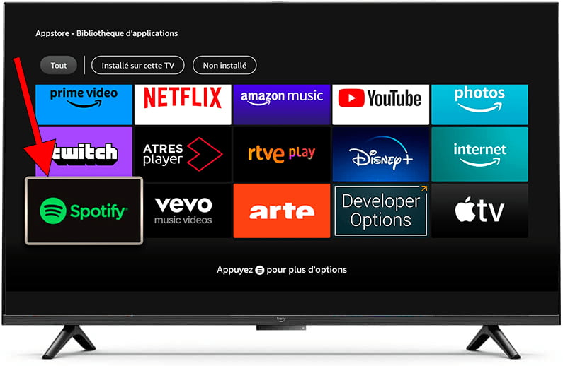 Sélectionnez une application en Fire TV