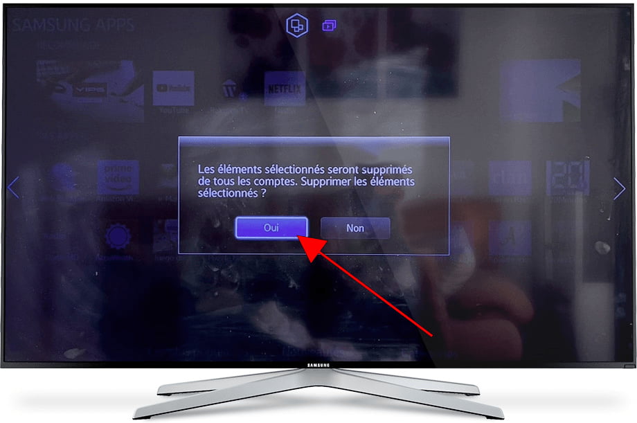 Confirmer la désinstallation de l'application Samsung TV