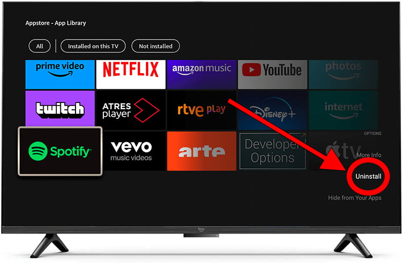 Uninstall application Fire TV