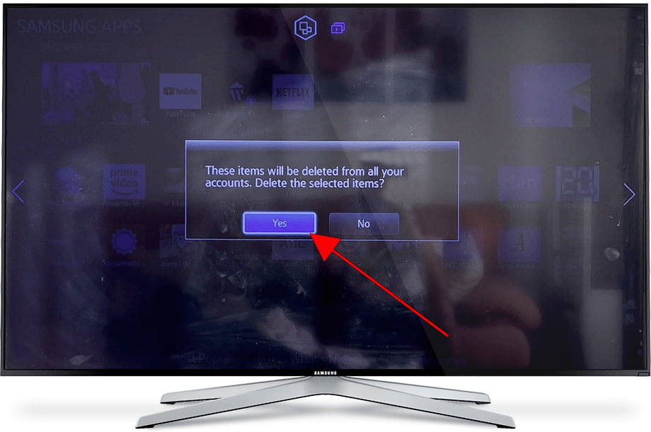 Confirm uninstall application Samsung TV