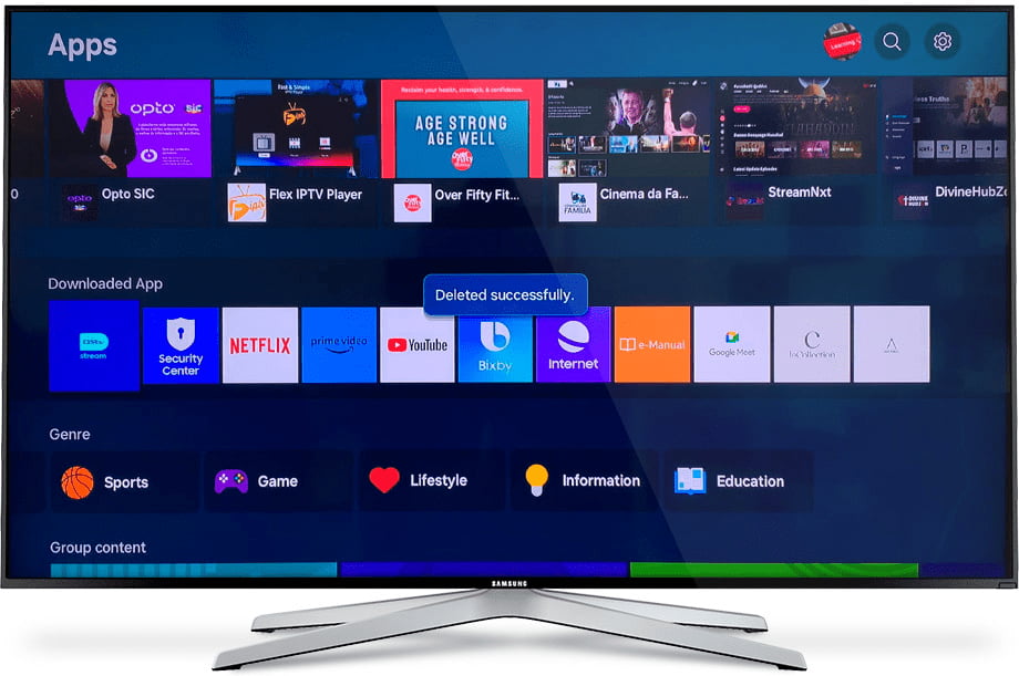 Application successfully removed Samsung TV