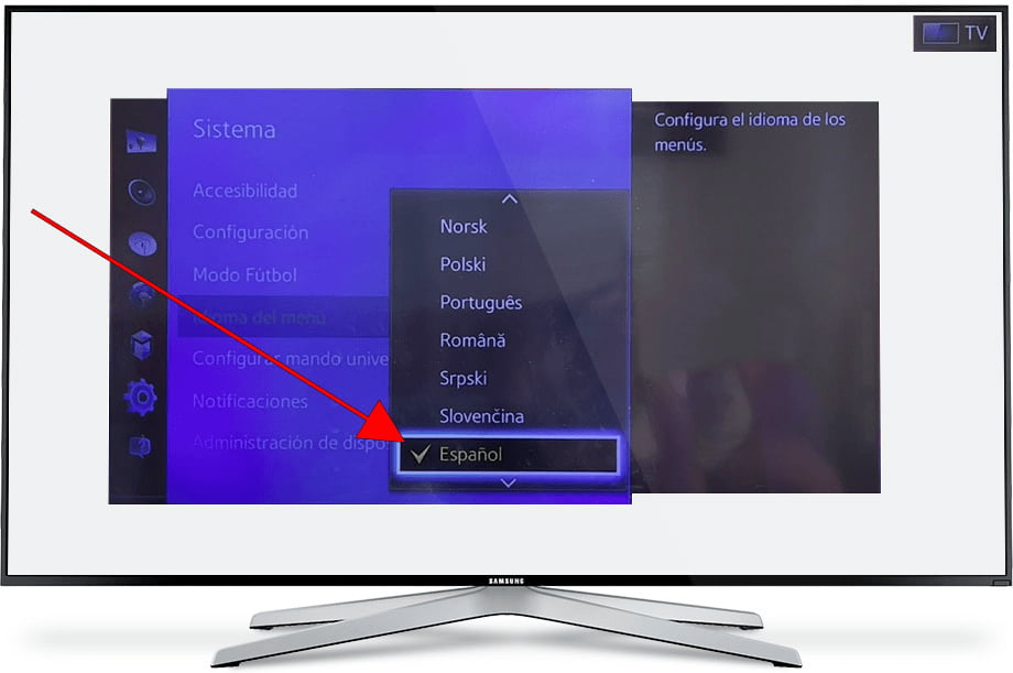 Cambiar idioma en televisor Samsung