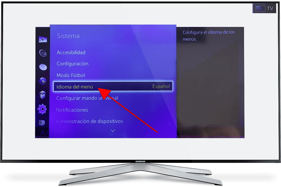 Idioma del menú televisor Samsung