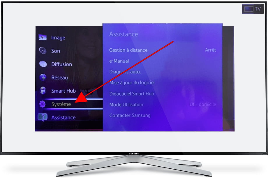 Système menu Samsung TV