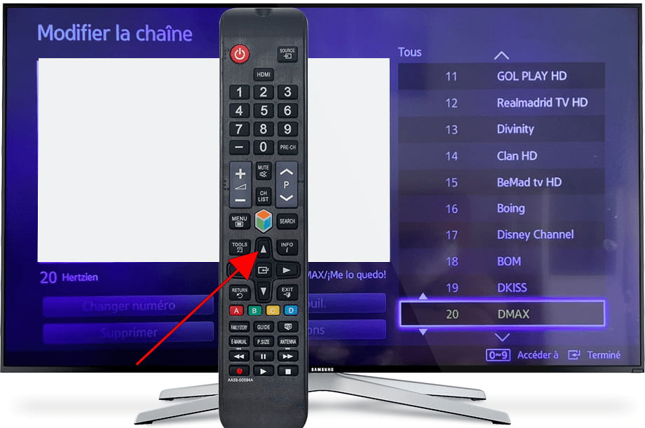 Changer numéro chaine Samsung TV