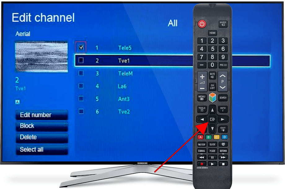 Edit channels Samsung TV