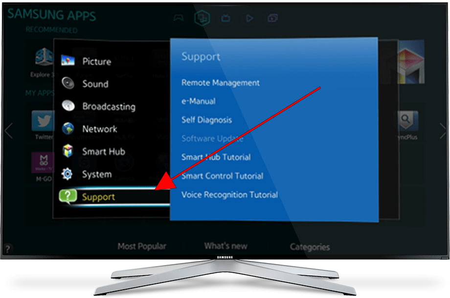 Tizen settings menu