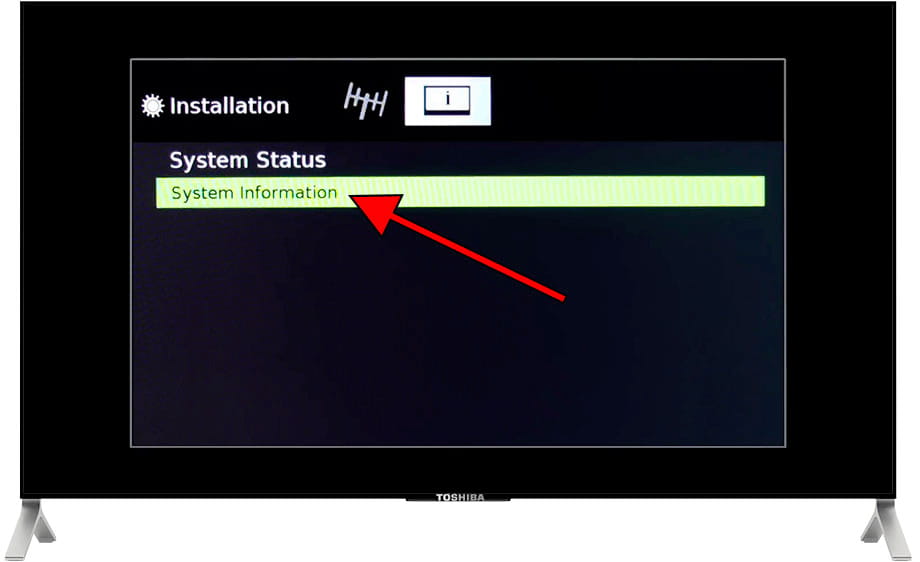 System information Toshiba TV