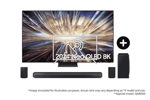 Search for channels on Samsung 2024 65” QN800D Neo QLED 8K TV and Q930D Q-Series Soundbar with Subwoofer and Rear Speakers