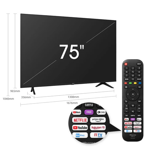 Hisense 75A7120F TV 189.5 cm (74.6") 4K Ultra HD Smart TV Wi-Fi Black 6