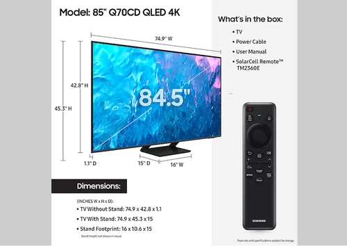 Samsung QN85Q70CDFXZA Televisor 2,16 m (85") 4K Ultra HD Smart TV Wifi Negro 4