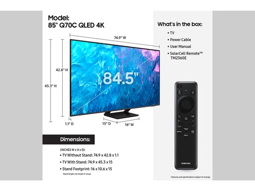 Samsung Series 7 QN85Q70CAF 2,16 m (85") 4K Ultra HD Smart TV Wifi Noir 5