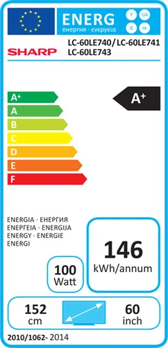 Sharp LC-60LE743E TV Hospitality 152,4 cm (60") Full HD Noir 20 W 1