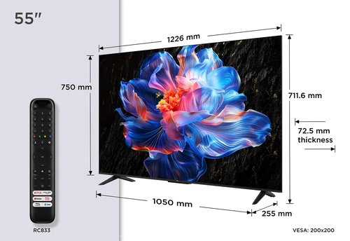 TCL 55V6C-UK TV 139,7 cm (55") 4K Ultra HD Smart TV Wifi Métallique 270 cd/m² 1