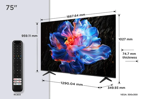 TCL 75V6C TV 190.5 cm (75") 4K Ultra HD Smart TV Wi-Fi Metallic 330 cd/m² 1