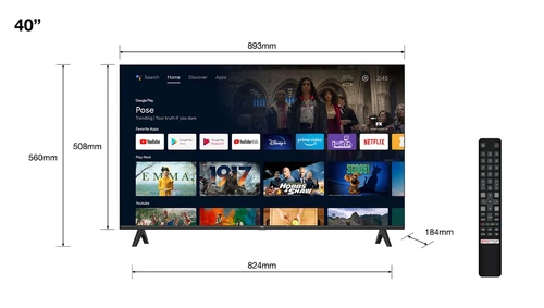 TCL S54 40S5403A TV 101,6 cm (40") Full HD Smart TV Wifi Métallique 3