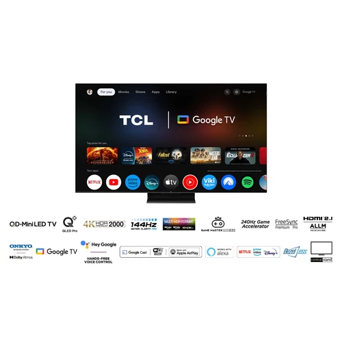 TCL C76 55C765 Televisor 139,7 cm (55") 4K Ultra HD Smart TV Wifi Titanio 2000 cd / m² 3