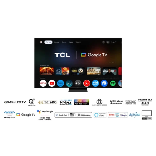 TCL C76 85C765 TV 2.16 m (85") 4K Ultra HD Smart TV Wi-Fi Titanium 2400 cd/m² 3