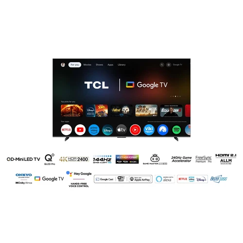 TCL C76 98C765 Televisor 2,49 m (98") 4K Ultra HD Smart TV Wifi Titanio 2400 cd / m² 3