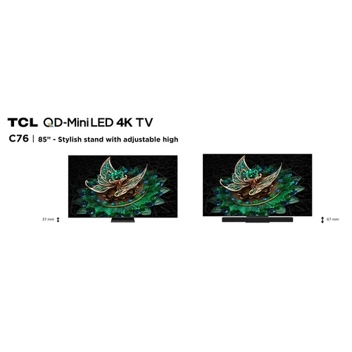 TCL C76 85C765 TV 2,16 m (85") 4K Ultra HD Smart TV Wifi Titane 2400 cd/m² 4