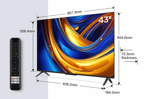 TCL P61 Series 43P61B TV 109.2 cm (43") 4K Ultra HD Smart TV Wi-Fi Titanium 260 cd/m² 6